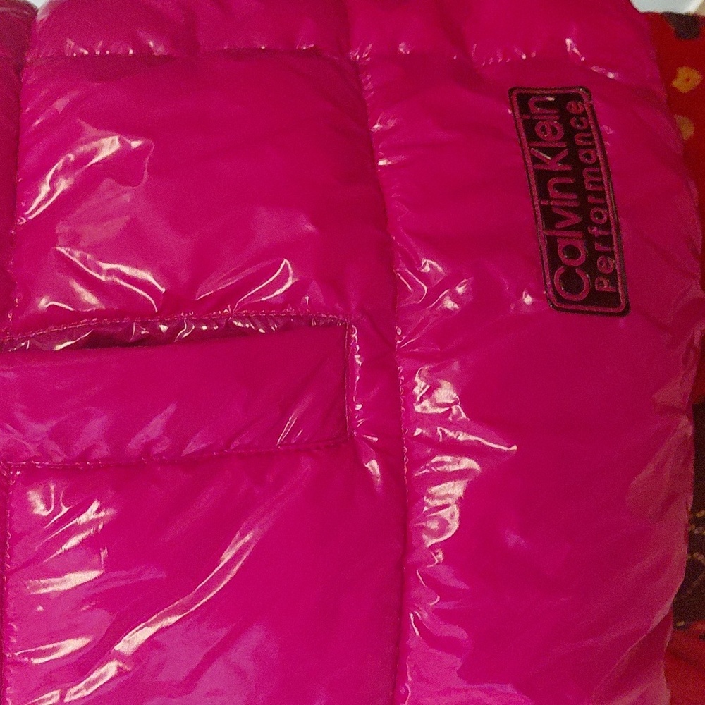 Calvin Klein Performance Fuchsia Hooded Puffer Vest - Picture 3 of 9